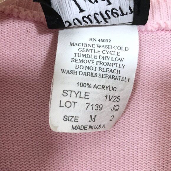Vintage Cardigan Sweater Needlepoint Pink Top M - Picture 9 of 9